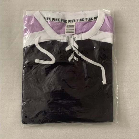 (NWT) Victoria’s Secret PINK Lace-UP Varsity Graphic Crew Plum/Purple Petal, XS - Picture 5 of 8